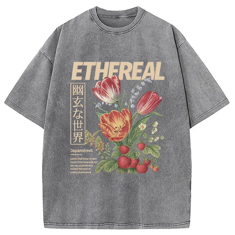 Modecanvas Japanese Flower Washed T-Shirt