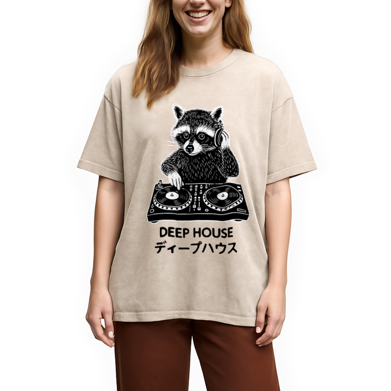 Modecanvas DJ Raccoon Washed T-Shirt