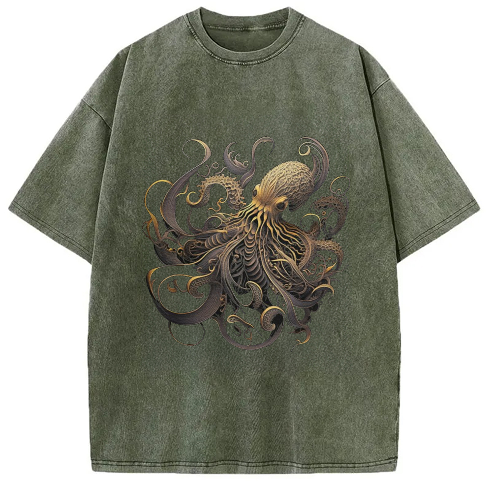 Modecanvas Golden Octopus Vintage Japanese Washed T-Shirt