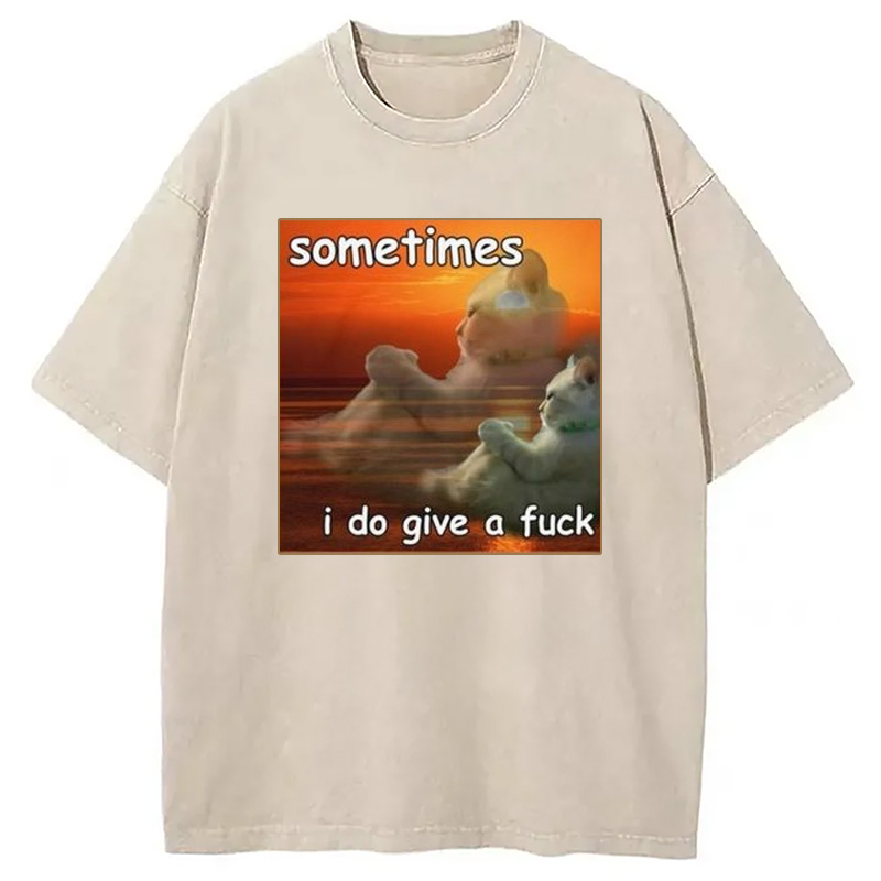 Modecanvas Sometimes I Do Give A Fxck Meme Washed T-Shirt