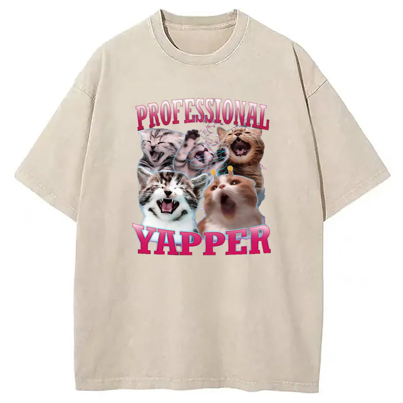 Modecanvas Professional Yapper Cat Washed T-Shirt