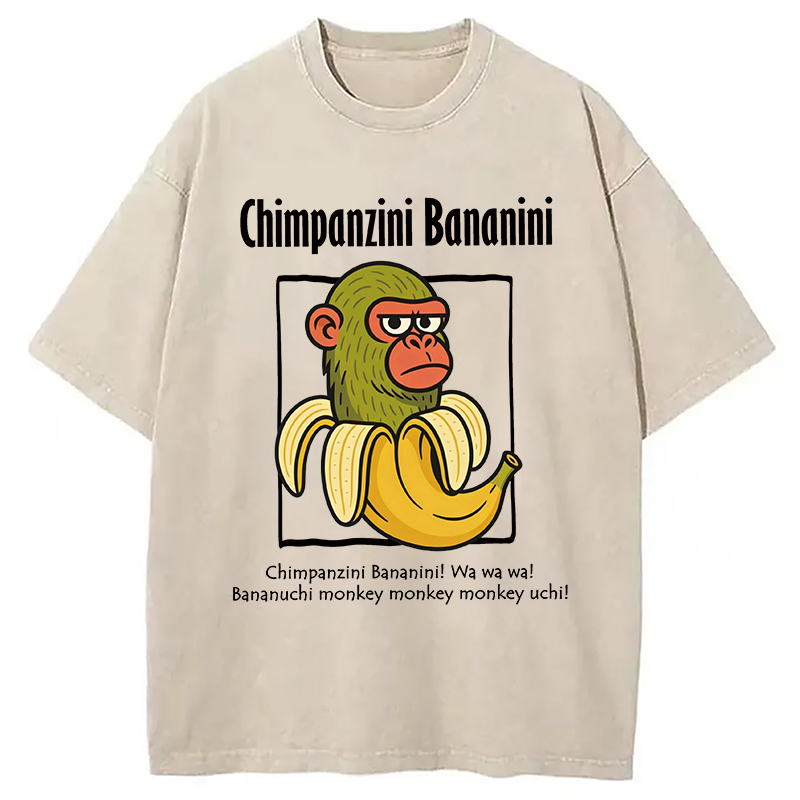 Modecanvas Chimpanzini Bananini Funny DTG Printing Washed T-Shirt