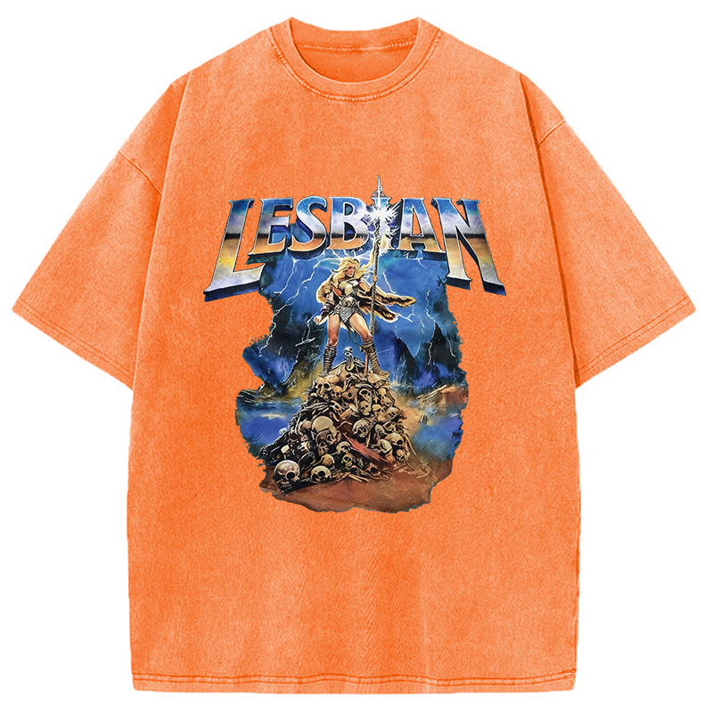 Modecanvas Lesbian Warrior Washed T-Shirt-modecanvas