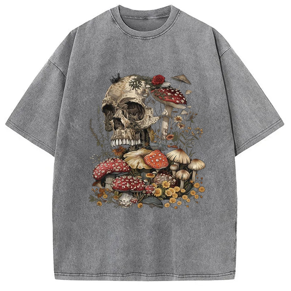 Modecanvas Skull Mushroom Goblincore Washed T-Shirt