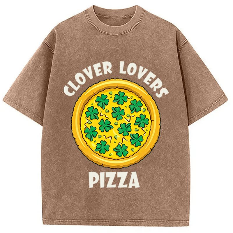 Modecanvas Clover Lovers Pizza DTG Printing Washed T-Shirt