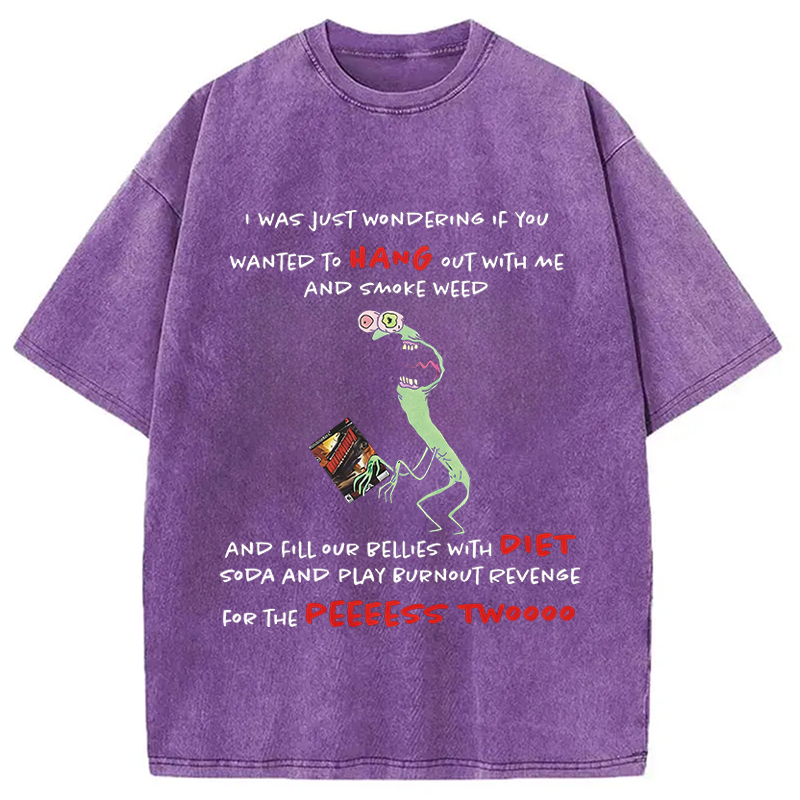 Modecanvas Mr. Landlord Smiling Friends I Was Just Wondering DTG Printing Washed T-Shirt