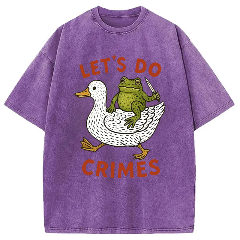 Modecanvas Frog Ready To Commit Crime Washed T-Shirt