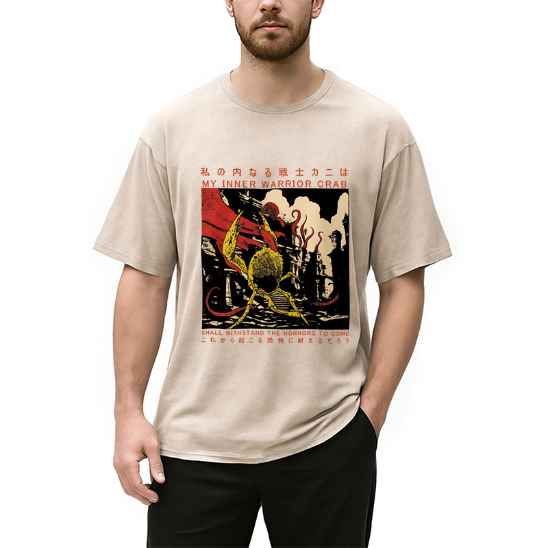 Modecanvas My Inner Warrior Crab Funny Vintage Washed T-Shirt