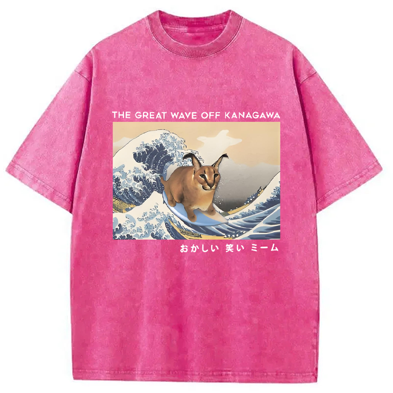 Modecanvas Big Floppa and The Great Wave off Washed T-Shirt