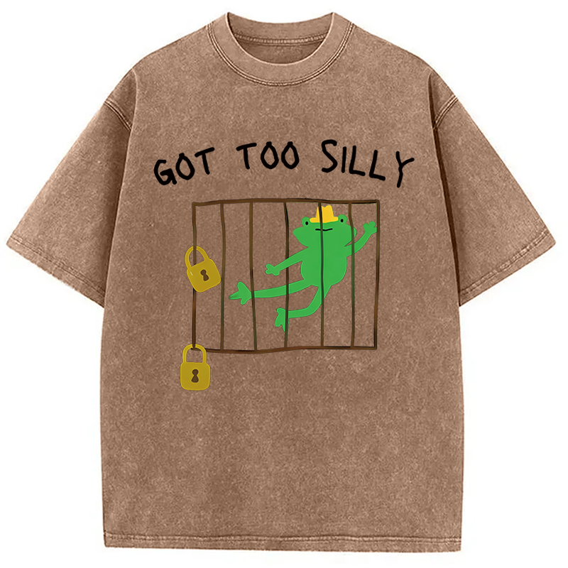 Modecanvas Got Too Silly Frog Meme DTG Printing Washed T-Shirt