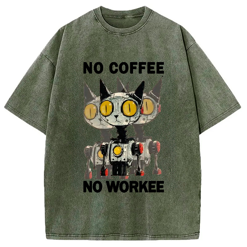 Modecanvas No Coffee No Workee Washed T-Shirt