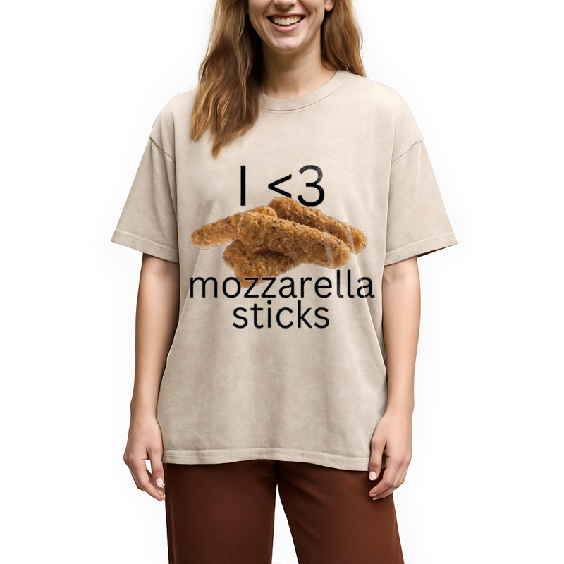 Modecanvas Mozzarella Sticks Meme DTG Printing Washed T-Shirt