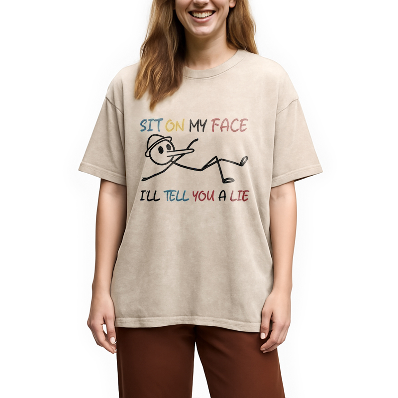 Modecanvas Sit On My Face DTG Printing Washed T-Shirt
