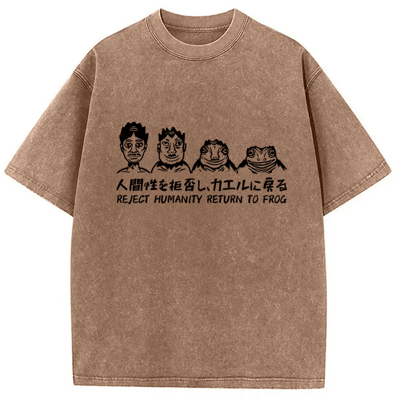 Modecanvas Reject Humanity Return To Frog Washed T-Shirt