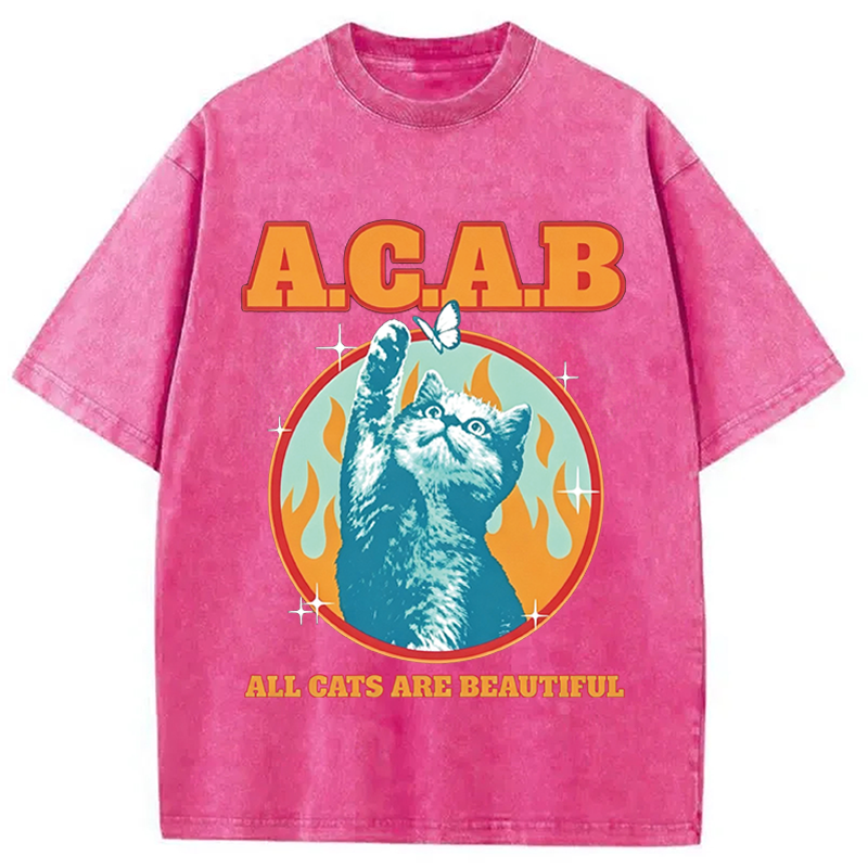 Modecanvas All Cats Are Beautiful DTG Printing Washed T-Shirt