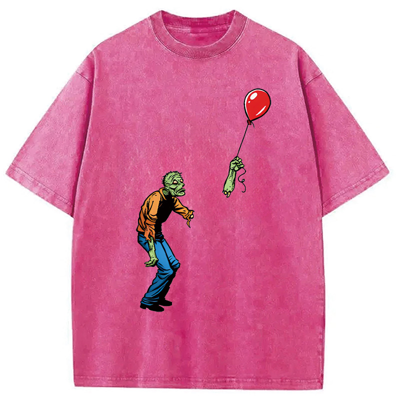 Modecanvas Sad Zombie and Balloon Washed T-Shirt