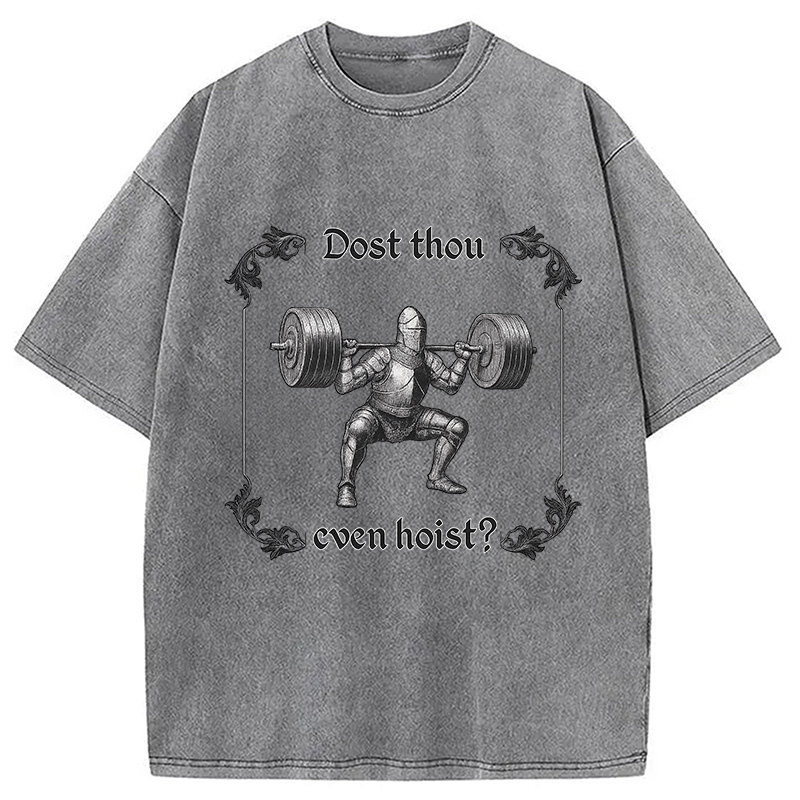 Modecanvas Dost Thou Even Hoist Washed T-Shirt-modecanvas