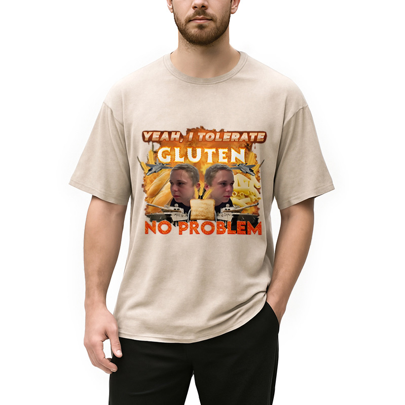 Modecanvas I Tolerate Gluten Meme Washed T-Shirt