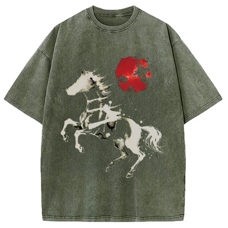 Modecanvas Spirit of the Horse DTG Printing Washed T-Shirt