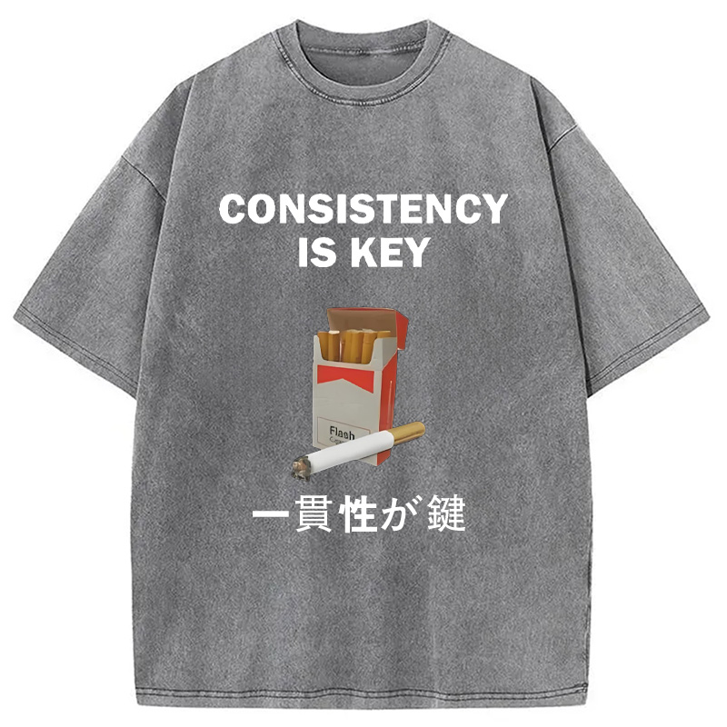 Modecanvas Consistency Is Key Cigarette Washed T-Shirt