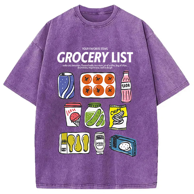 Modecanvas Grocery List Fun DTG Printing Washed T-Shirt