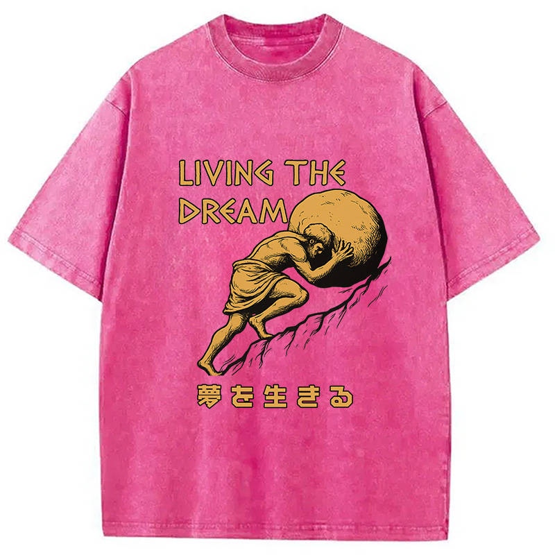 Modecanvas Living The Dream Meme Washed T-Shirt