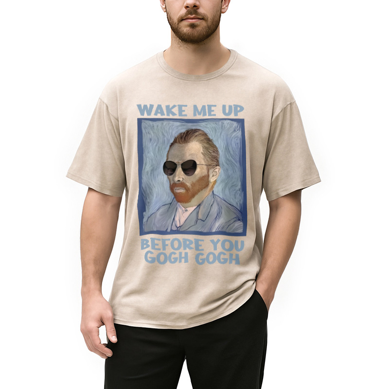 Modecanvas Artsy Van Gogh Meme Washed T-Shirt