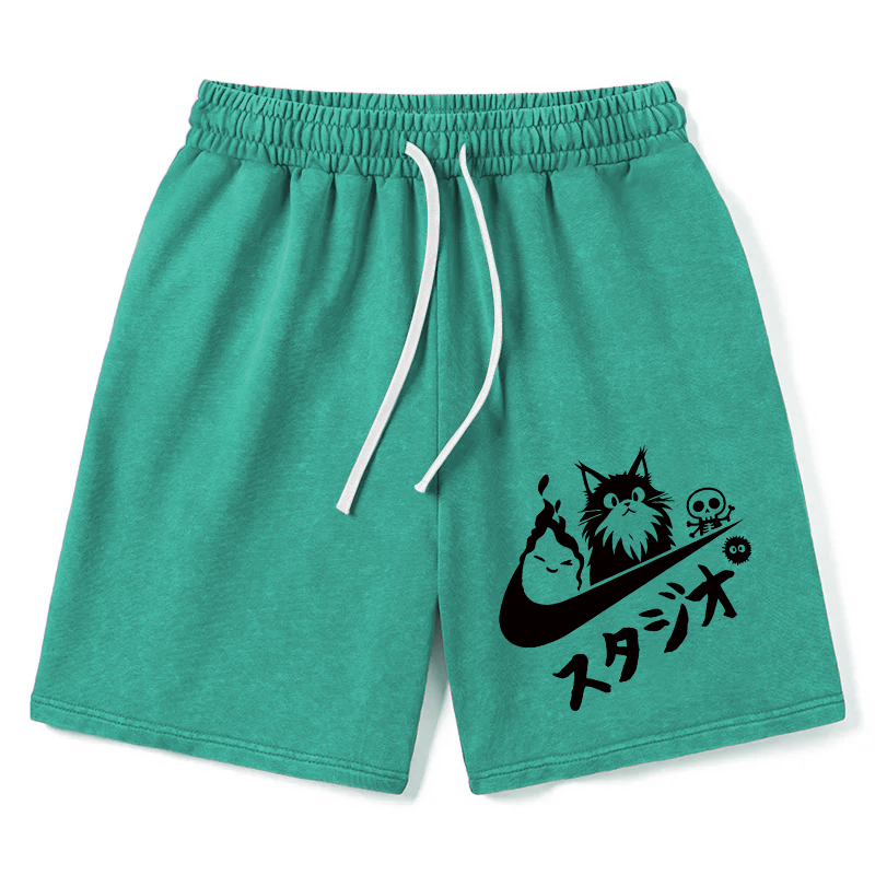 Modecanvas Black Cat Vintage Washed Short