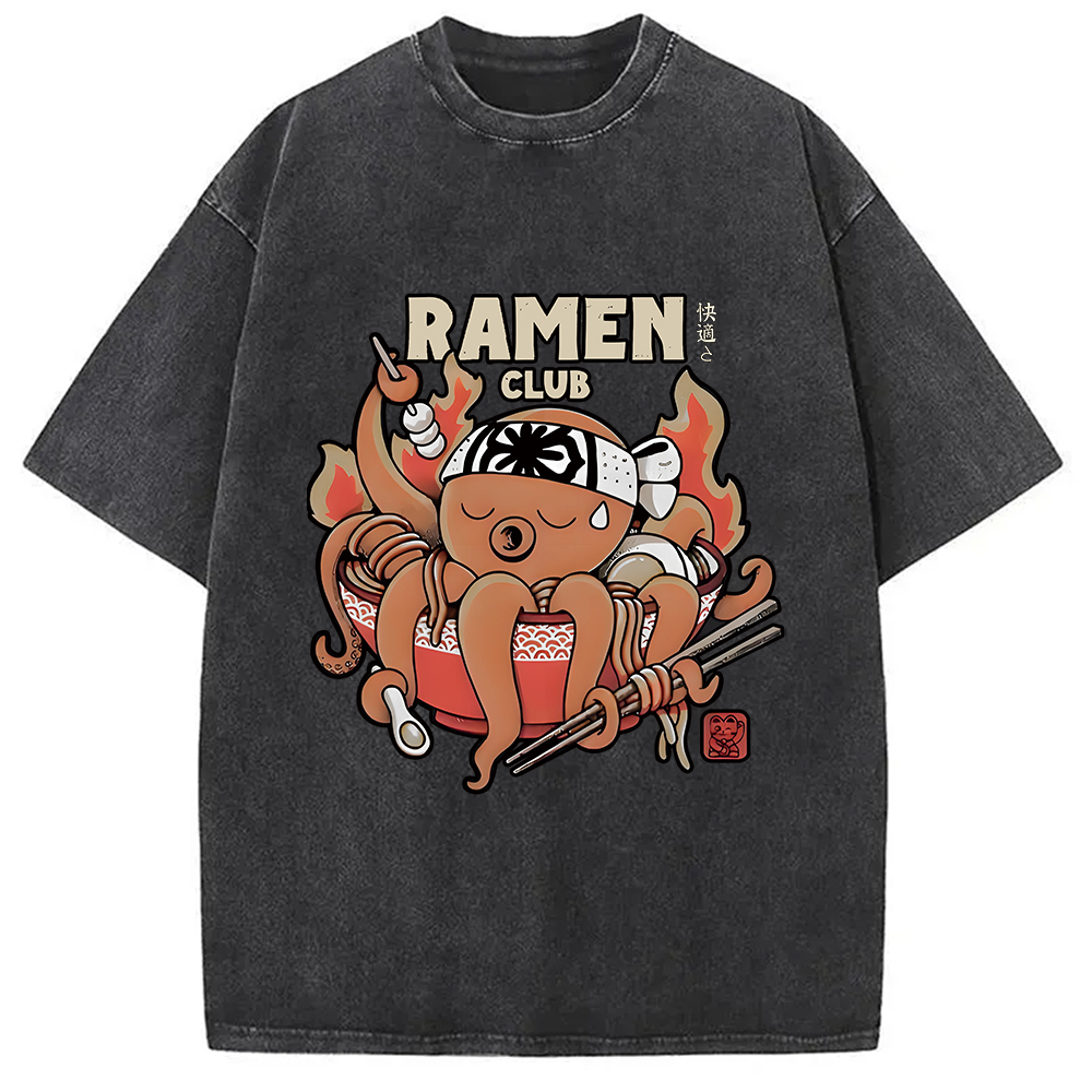 Modecanvas Octopus Ramen Washed T-Shirt