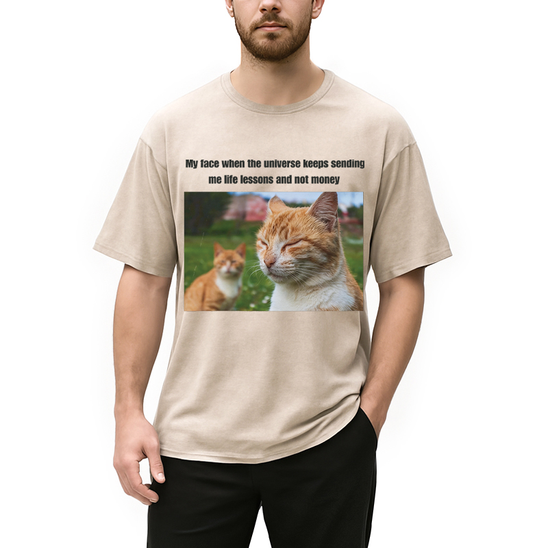Modecanvas Grumpy Cat Meme DTG Printing Washed T-Shirt