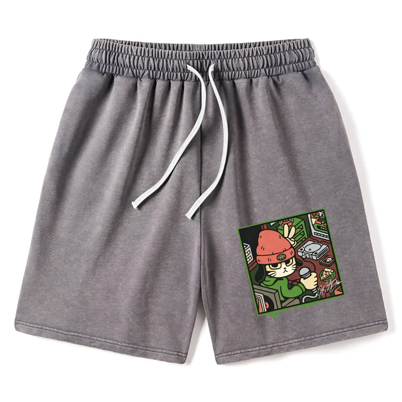 Modecanvas Rapper Cat Washed Short