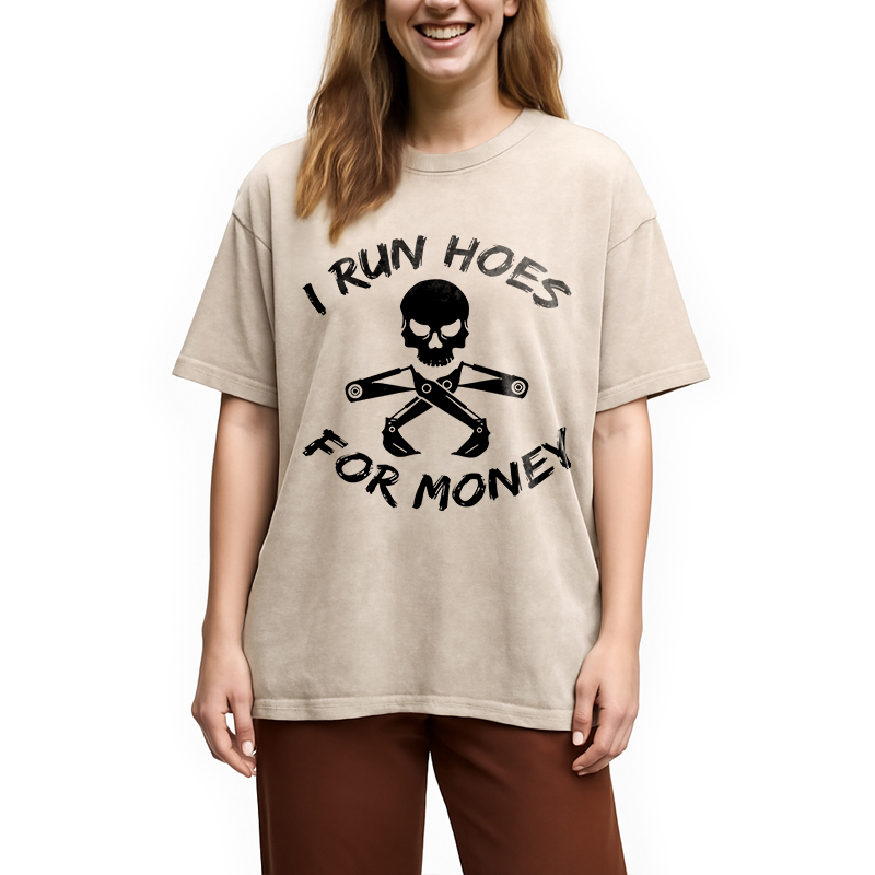 Modecanvas I Run Hoes For Money DTG Printing Washed T-Shirt