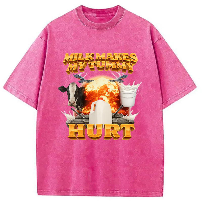 Modecanvas Milk Makes My Tummy Hurt Funny Washed T-Shirt