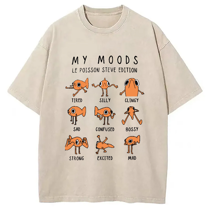 Modecanvas Il Est Orange Poisson Steve Washed T-Shirt