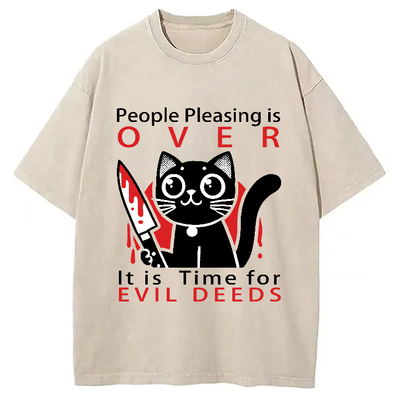 Modecanvas Mischievous Kitten Washed T-Shirt