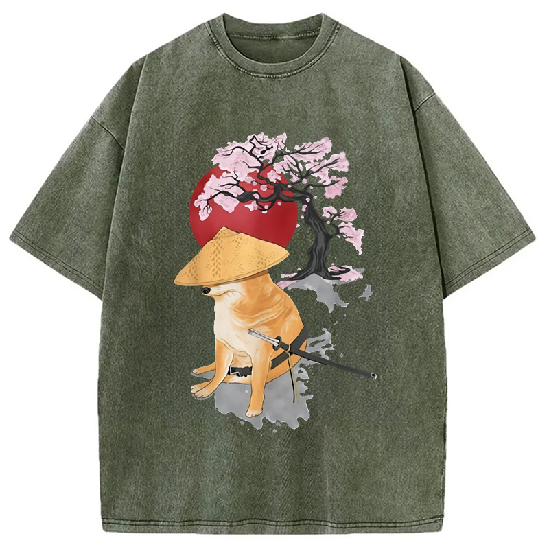 Modecanvas Meme Cheems Japones Japanese Washed T-Shirt