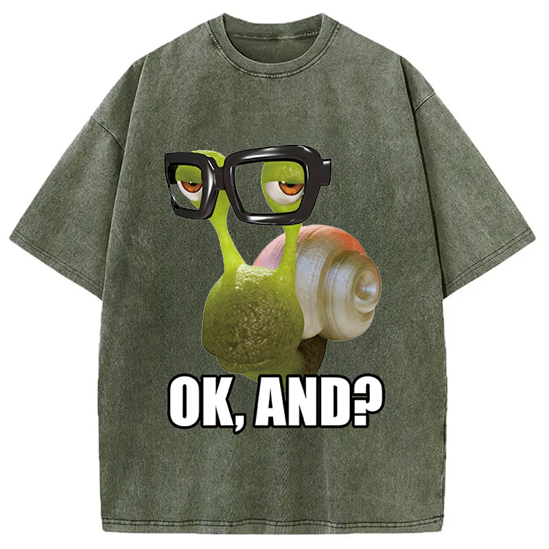 Modecanvas Ok And Snail DTG Printing Washed T-Shirt