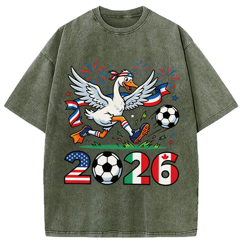 Modecanvas 2026 America Soccer Funny DTG Printing Washed T-Shirt