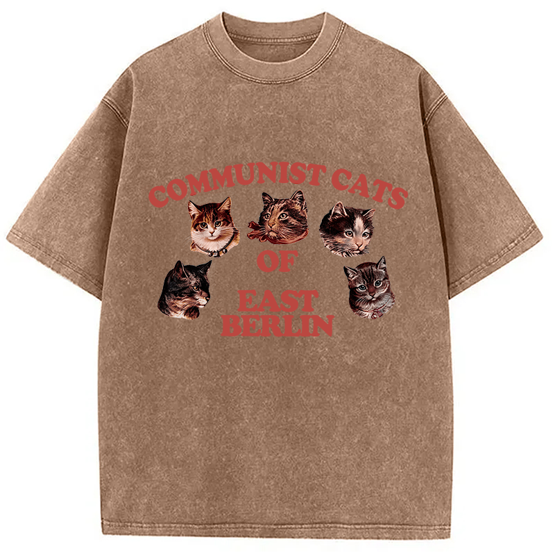 Modecanvas Communist Cats Of East Berlin DTG Printing Washed T-Shirt