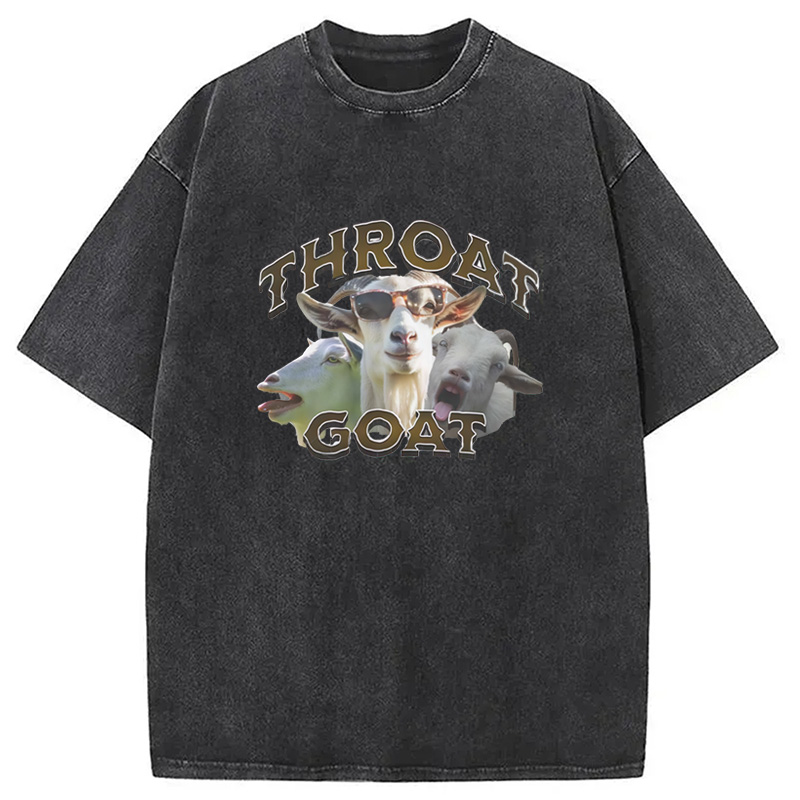 Modecanvas Throat Goats Meme Washed T-Shirt