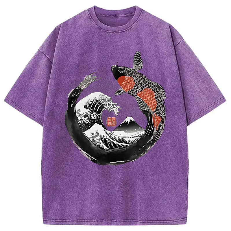 Modecanvas Retro Koi Enso Washed T-Shirt