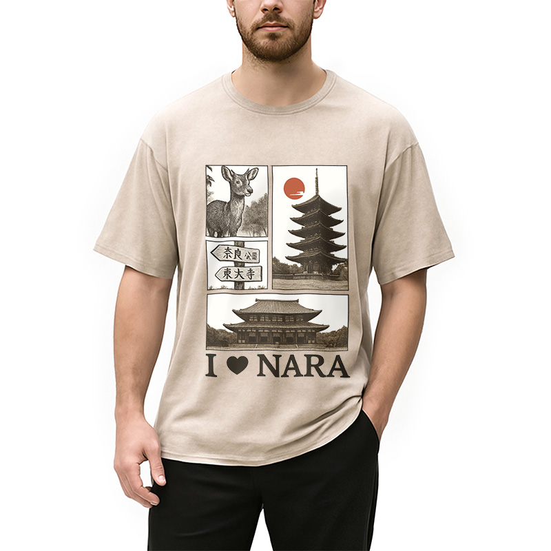 Modecanvas NARA Love Vintage Japanese Washed T-Shirt