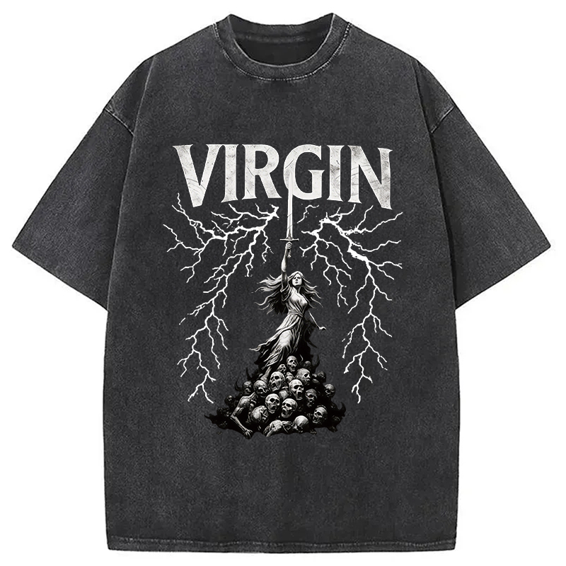 Modecanvas Virgin Maiden Gothic DTG Printing Washed T-Shirt