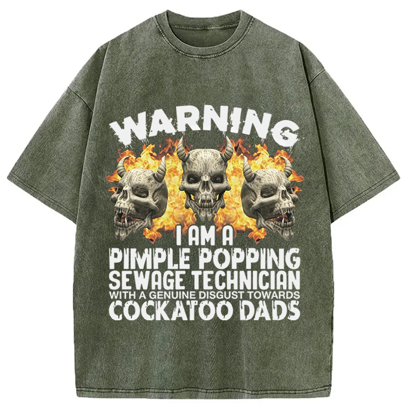 Modecanvas Pimple Popping Sewage Technician DTG Printing Washed T-Shirt