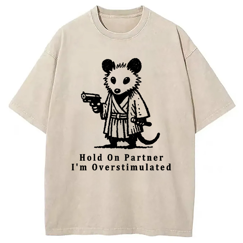 Modecanvas Funny Possum Samurai Washed T-Shirt
