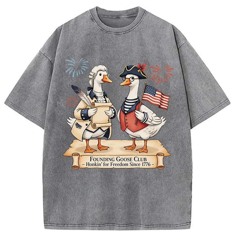 Modecanvas Founding Goose Club DTG Printing Washed T-Shirt