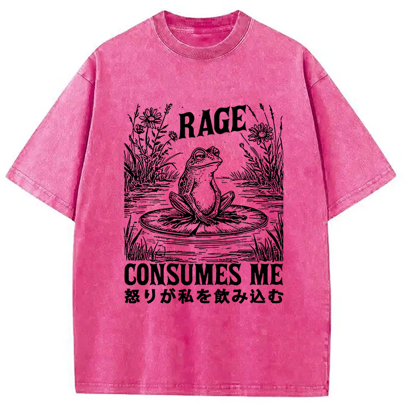 Modecanvas Angry Frog Washed T-Shirt-modecanvas