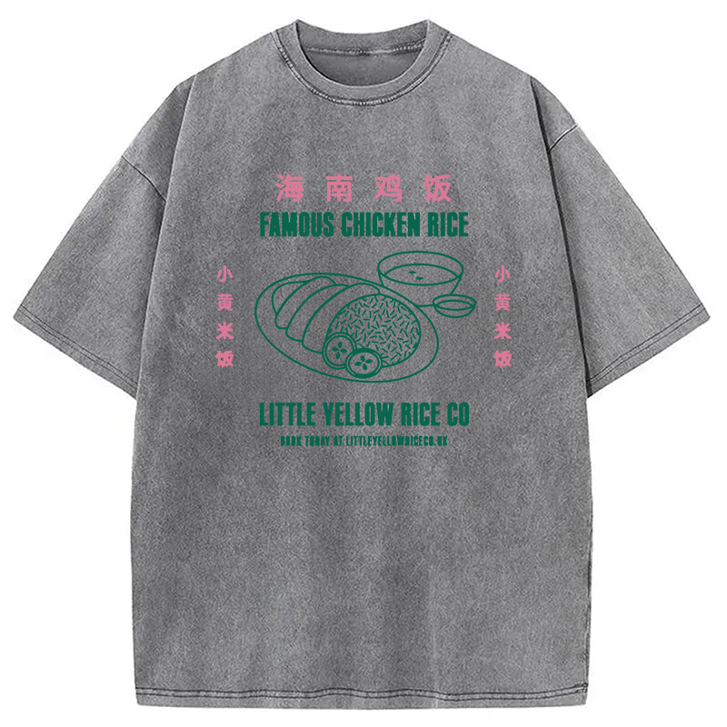 Modecanvas Famous Chicken Rice DTG Printing Washed T-Shirt