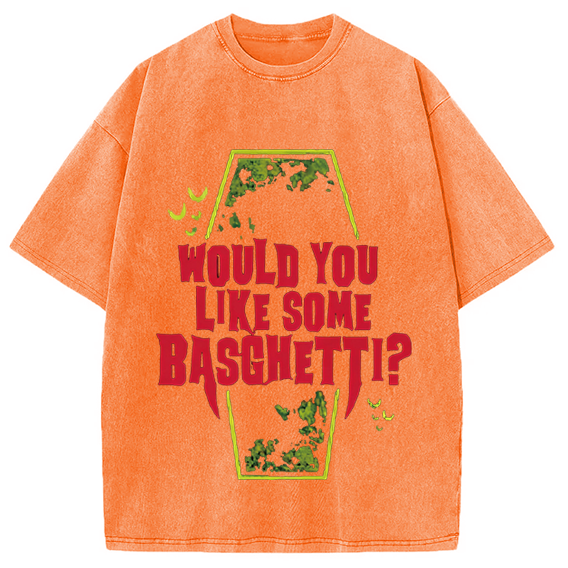 Modecanvas Would You Like Some Basghetti DTG Printing Washed T-Shirt