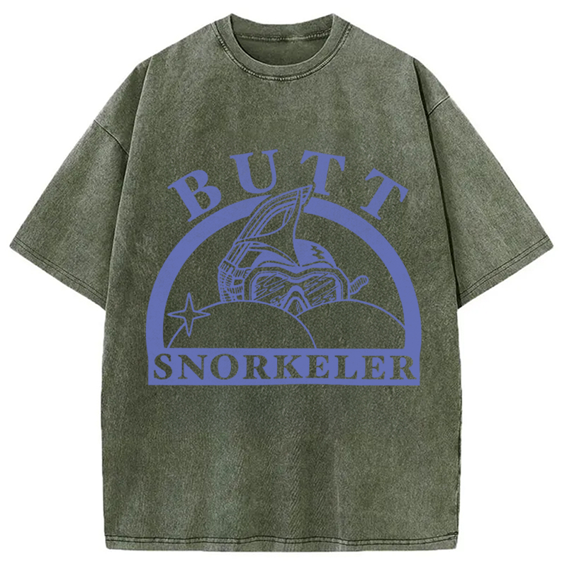 Modecanvas Butt Snorkeler Funny Diving Meme DTG Printing Washed T-Shirt